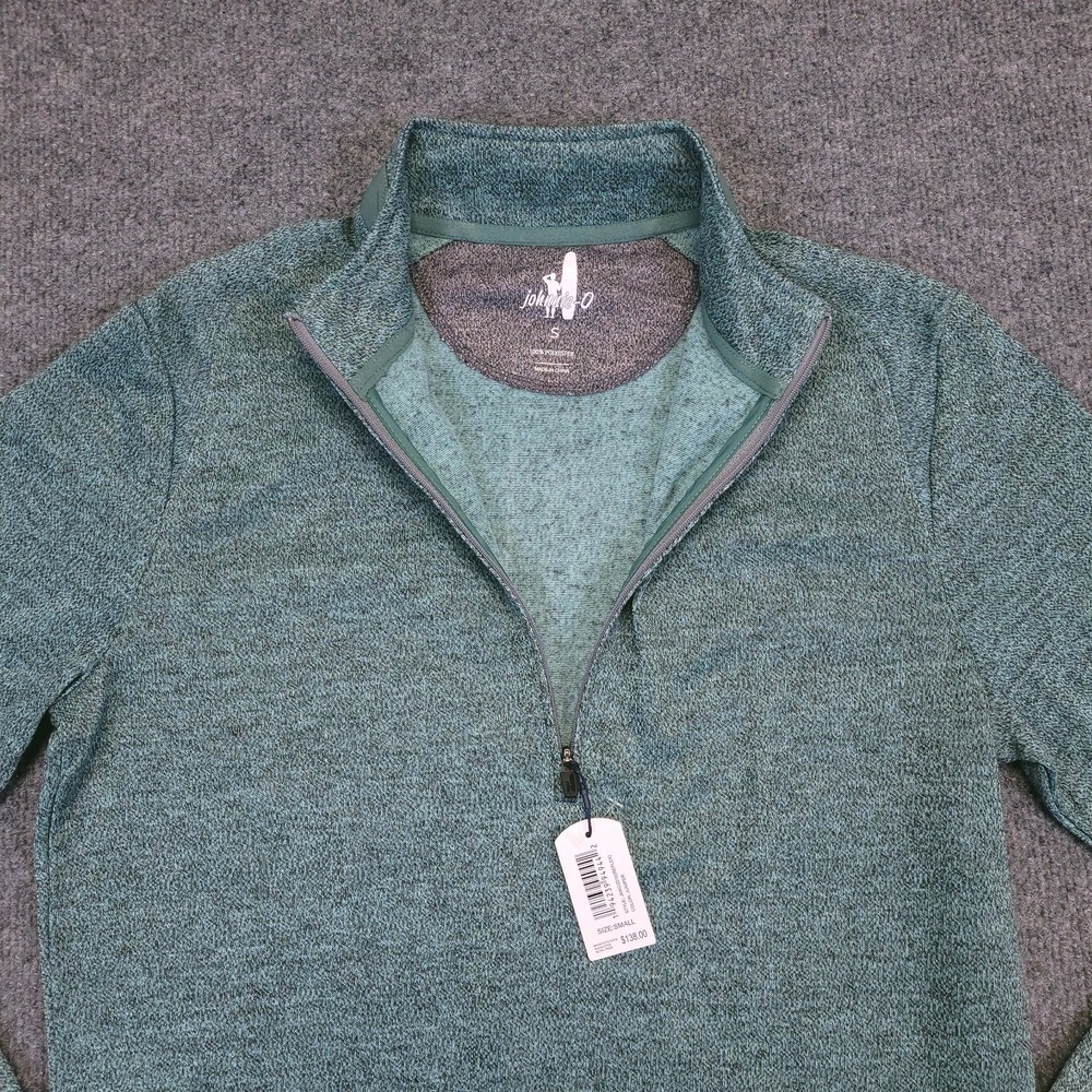 NWT Johnnie O 1/2 Zip Pullover Sweater Mens Small Green Heather Stand Up Collar